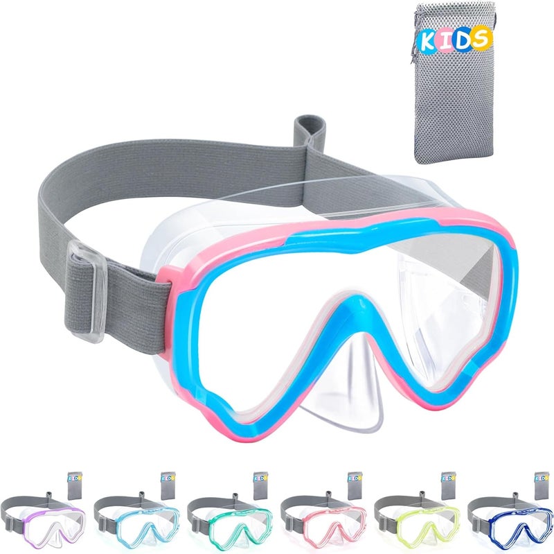 Vvinca Kids-Goggles with Nose Cover, Diving Mask Elastic Fabric Strap Anti Fog Anti Shattered Lens for Kids Swim Goggles 3-14 - Image 1